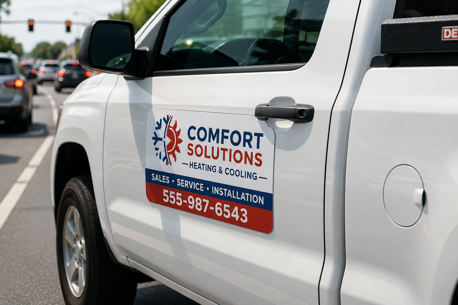 Custom magnetic truck signs for contractors, service companies, and commercial vehicles