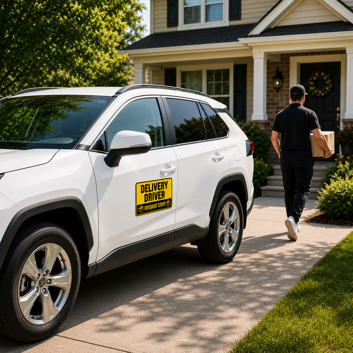 Delivery Driver Car Magnets – Frequent Stops Vehicle Signs | 12x18 or 12x24 Magnetic Signs