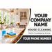House cleaning and maid service vehicle sign featuring a sunlit kitchen, cleaning supplies, and customizable company name and phone number. Smaller size car door magnets or stickers for cleaning service advertising.