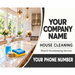 House cleaning and maid service vehicle sign featuring a sunlit kitchen, cleaning supplies, and customizable company name and phone number. Large van size magnet or sticker