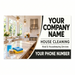 Promotional graphic for house cleaning services showing a bright modern kitchen interior on the left and large text on the right that reads 'YOUR COMPANY NAME', 'HOUSE CLEANING', 'Maid & Housekeeping Services', and 'YOUR PHONE NUMBER'.
