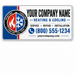 Custom HVAC vehicle magnet sign on white commercial service van featuring company name phone number and website
