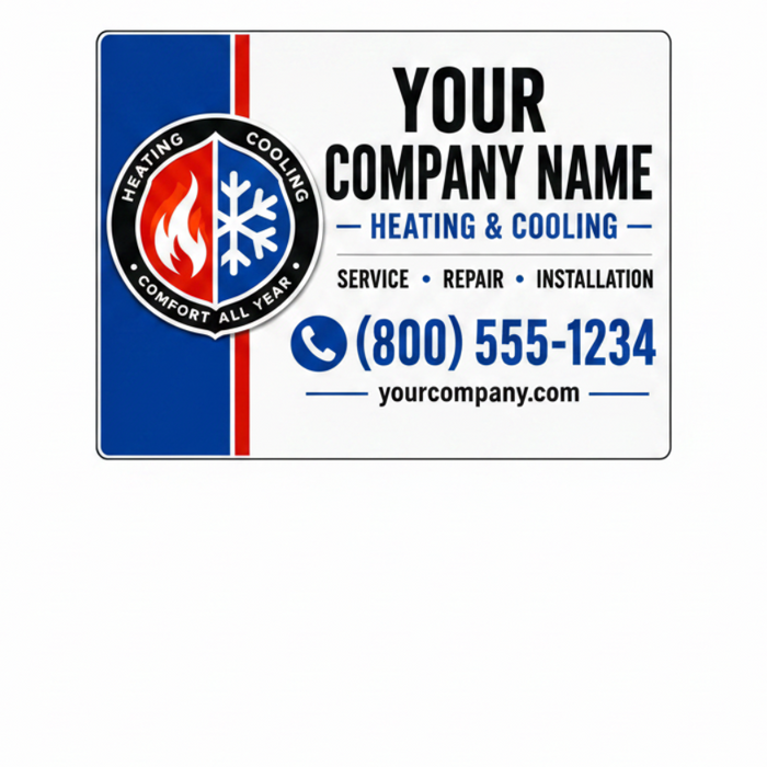 Modern Service Badge HVAC vehicle magnet sign template with heating and cooling shield logo
