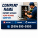 HVAC service technician magnetic vehicle sign with heating cooling and maintenance icons
