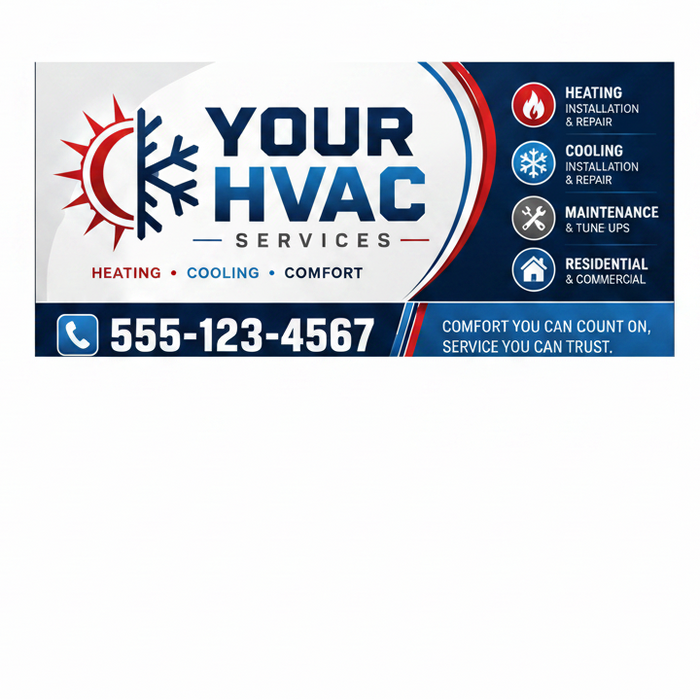 Your HVAC Services logo with contact information on magnetic sign or outdoor vinyl decal. 