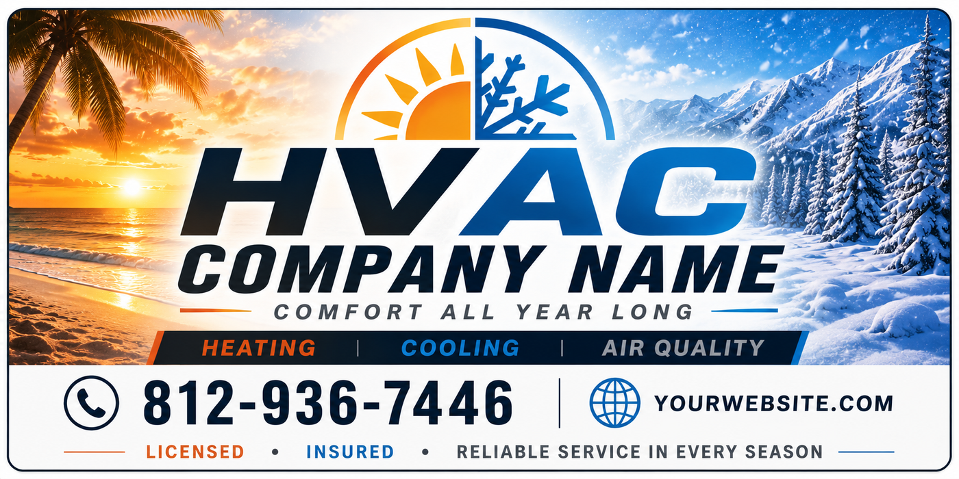 HVAC Vehicle Magnet Sign Summer & Winter| Heating & Cooling Truck Door Magnet or Sticker