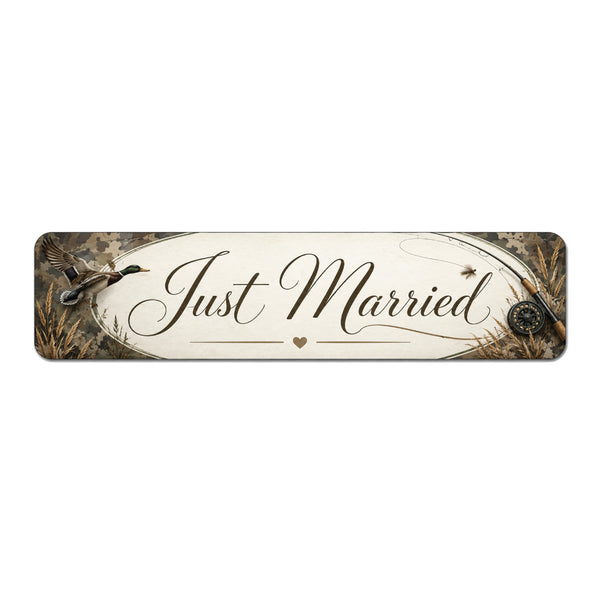 Duck Hunting Just Married Magnetic Car Sign, Waterfowl Wedding Magnet, Outdoor Wedding Car Sign