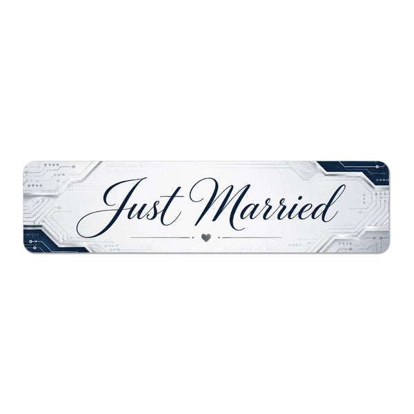 Tech Just Married Magnetic Car Sign, Geek Wedding Magnet, Futuristic Wedding Car Sign