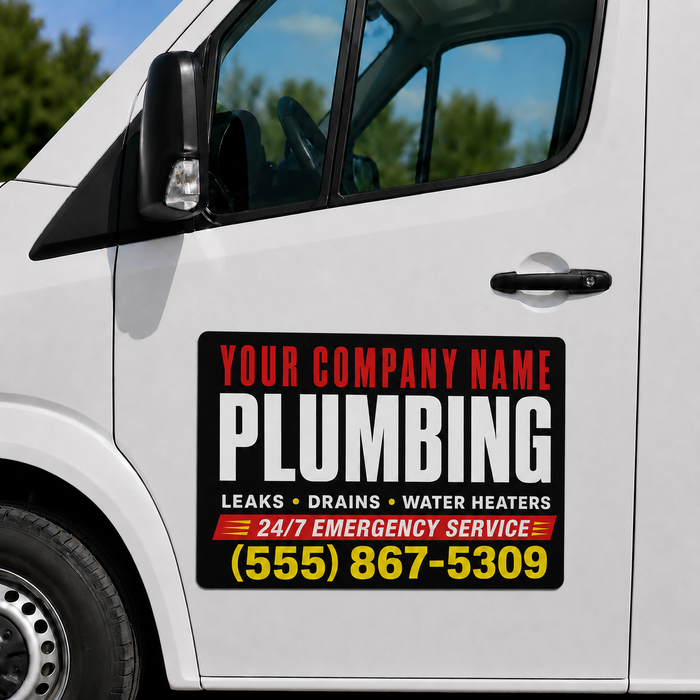 24/7 Emergency Plumbing Vehicle Magnet or Sticker | Custom Truck & Van Sign