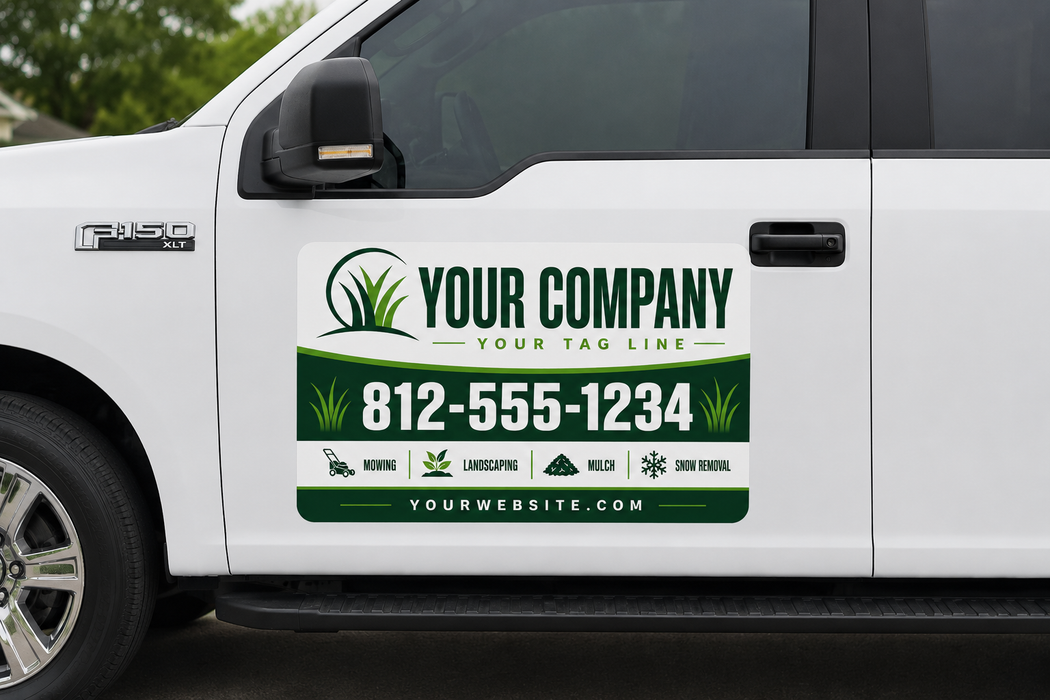 Premium Lawn Care & Landscaping Vehicle Sign – Custom Magnet or Decal