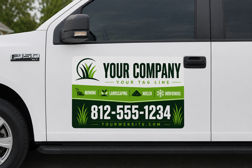 Bold Lawn Care & Landscaping Vehicle Sign – Custom Magnet or Decal