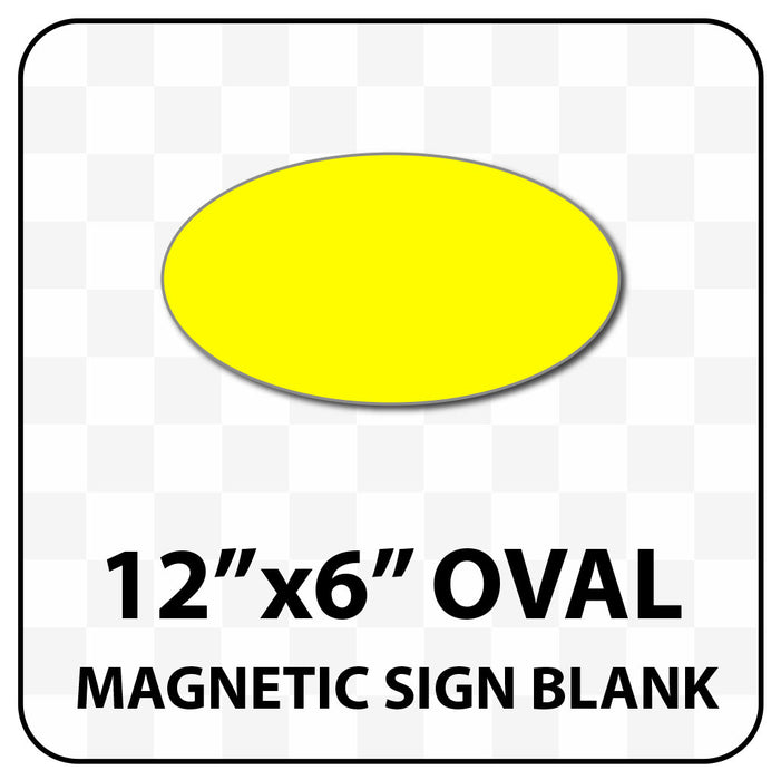 Oval Magnetic Sign Blank - 12 inch by 6 inch - Many solid and reflective colors.