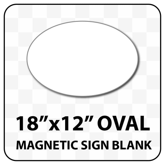 Oval Magnetic Sign Blank - 18 inch by 12 inch - Many solid and reflective colors
