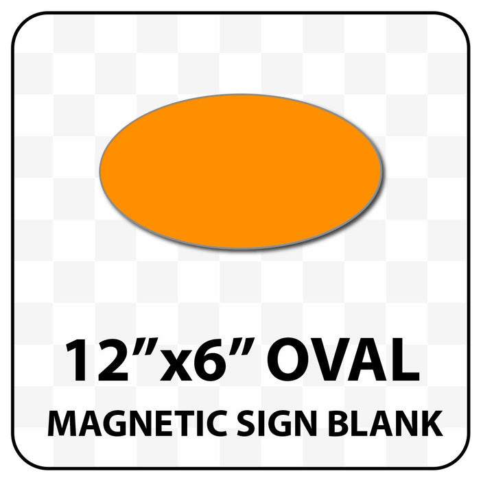 Oval Magnetic Sign Blank - 12 inch by 6 inch - Many solid and reflective colors.