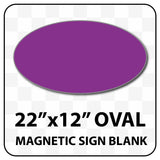 Oval Magnetic Sign Blank - 22 inch by 12 inch - Many solid and reflective colors