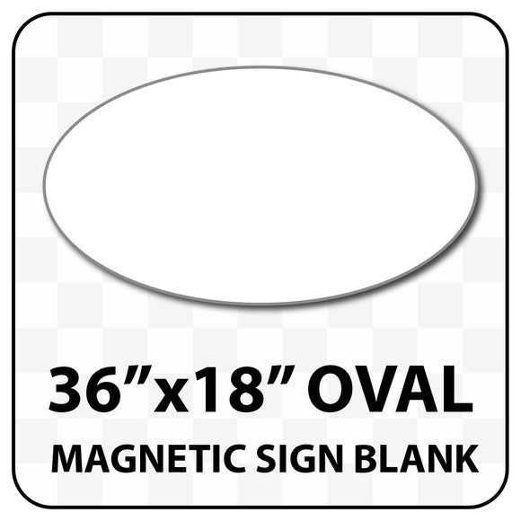 Magnetic Sign Oval Shaped Blanks - 36 inches Wide by 18 inches Tall | Many Colors