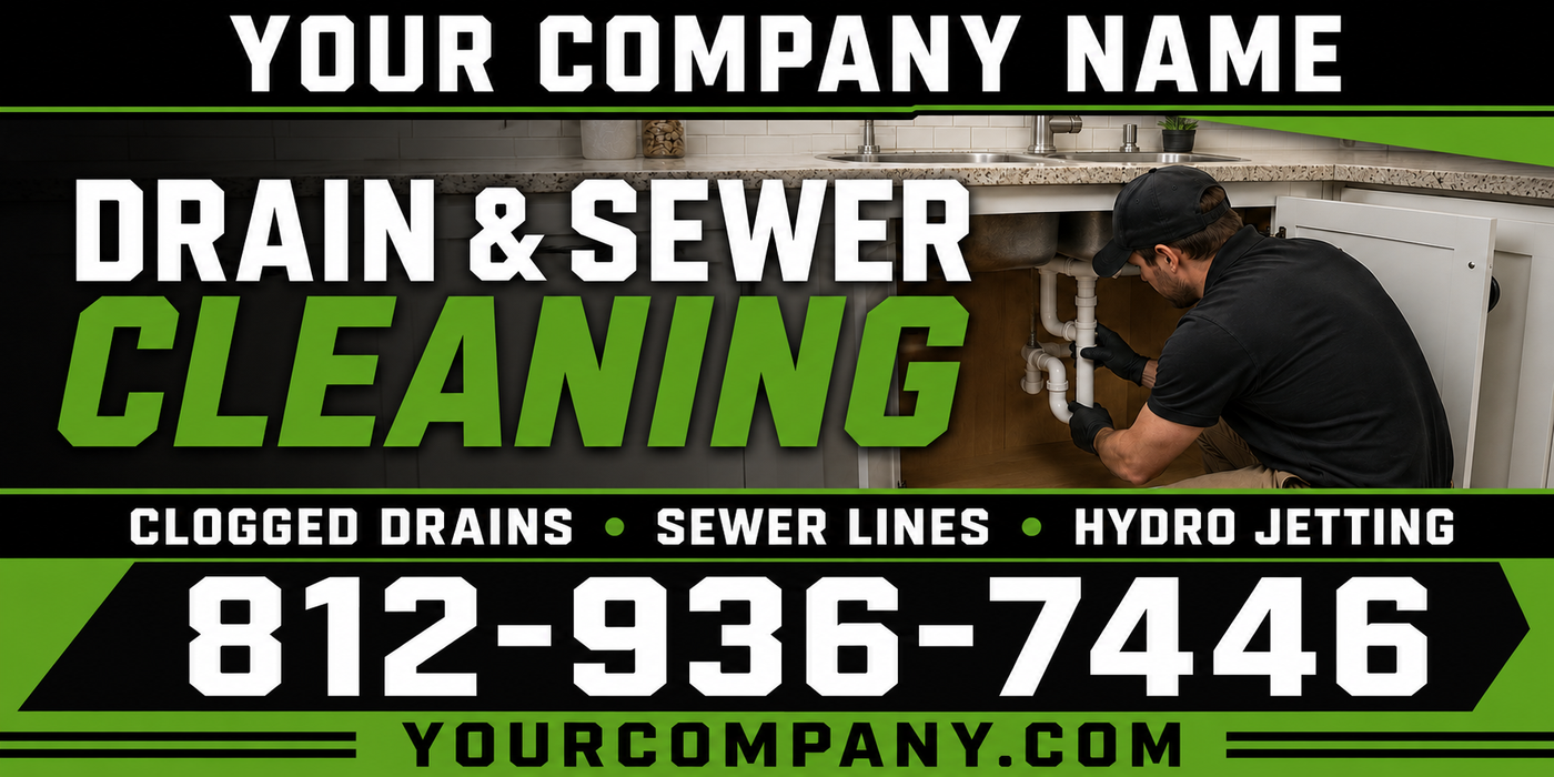 Drain & Sewer Cleaning Plumbing Vehicle Magnet or Sticker | Custom Truck & Van Sign