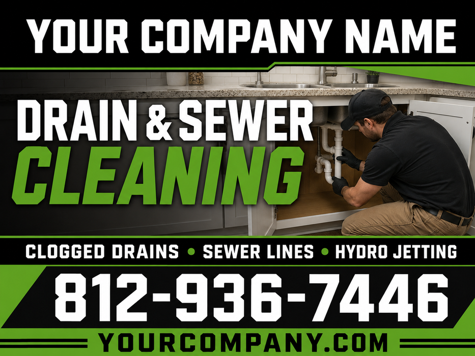 Drain & Sewer Cleaning Plumbing Vehicle Magnet or Sticker | Custom Truck & Van Sign