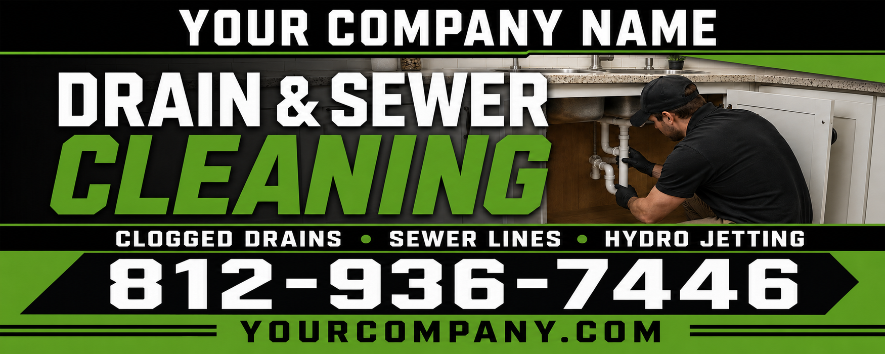 Drain & Sewer Cleaning Plumbing Vehicle Magnet or Sticker | Custom Truck & Van Sign