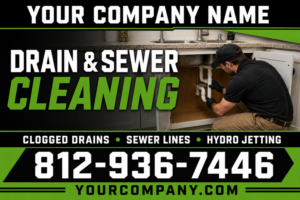 Drain & Sewer Cleaning Plumbing Vehicle Magnet or Sticker | Custom Truck & Van Sign
