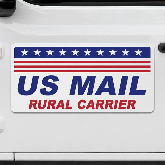 US Mail Rural Carrier magnetic sign on a vehicle