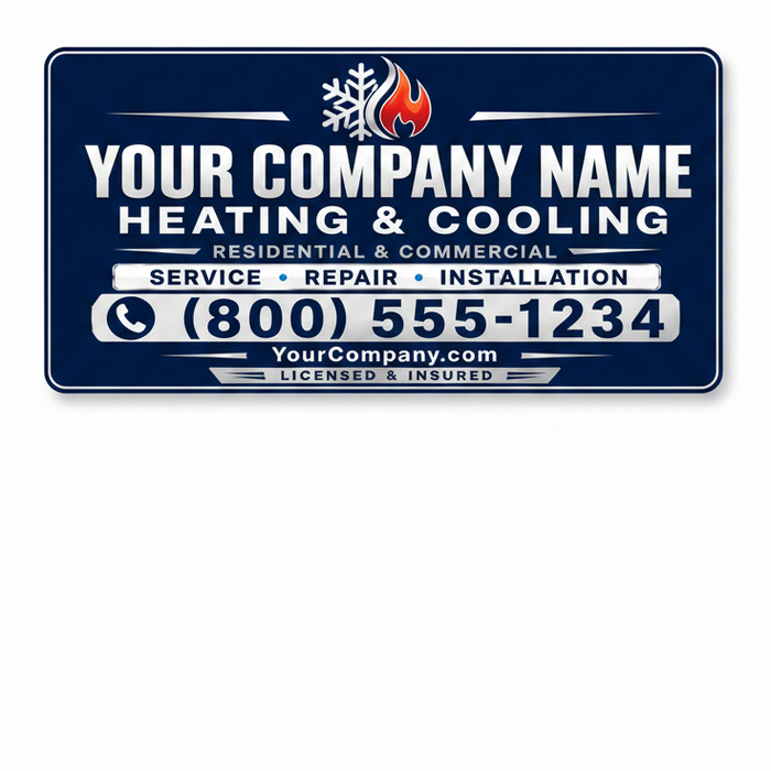 Premium HVAC vehicle sign template for heating and cooling contractors