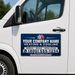 Professional HVAC magnet or sticker displayed on a service van door