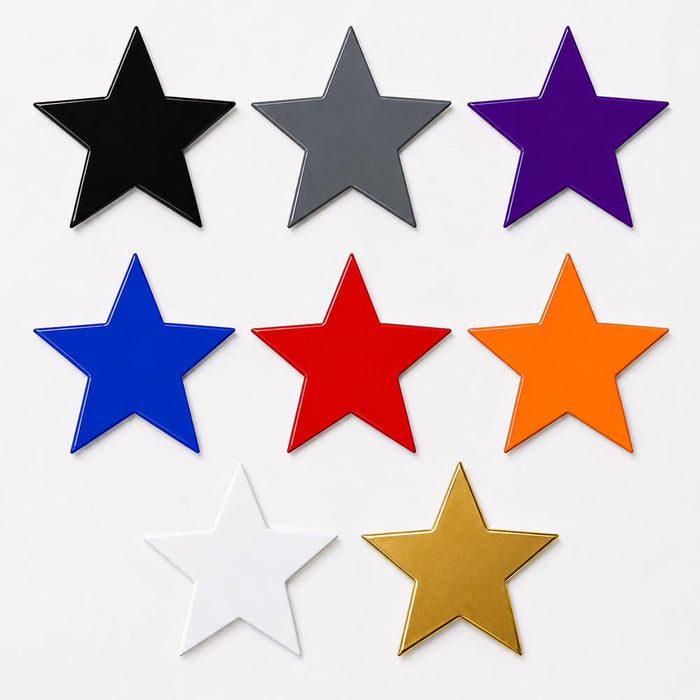 Set of colorful star-shaped objects on a white background