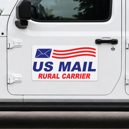 US Mail Rural Carrier magnetic on the door of a postal jeep 