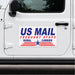US Mail frequent stops rural carrier sticker  or magnetic sign on a white vehicle door