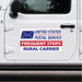United States Postal Service sticker on a white vehicle door