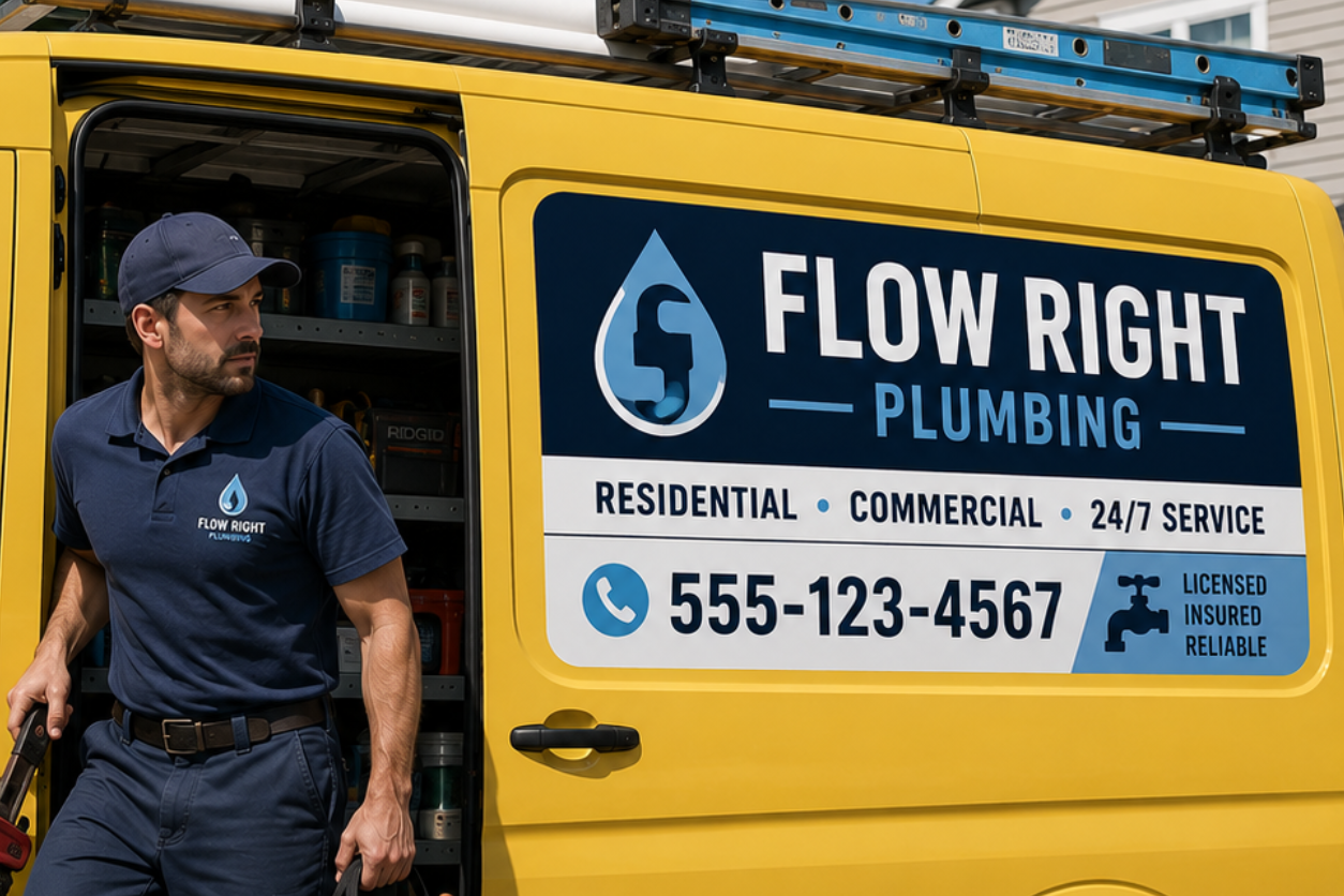 Custom magnetic signs for vans featuring full color graphics and business advertising