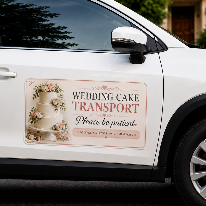 Wedding Cake Transport Car Magnets | Please Be Patient Vehicle Signs
