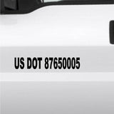 Small USDOT Number Sticker/Decal in black on white truck