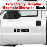 12"x 2" USDOT Number Sticker for trucks die cut vinyl in black