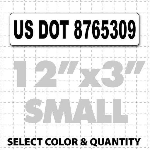 12" X 3" USDOT Number Magnetic Sign black text on white for Dept of transportation