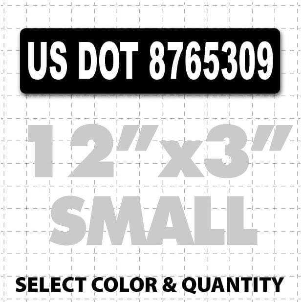 12x3" small USDOT Number Magnetic Sign with white text on black background
