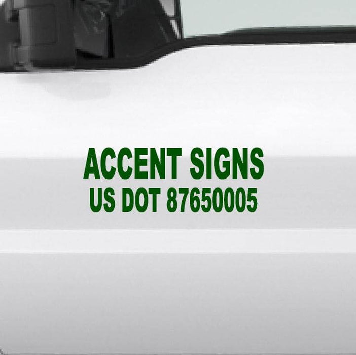 12"x 6" USDOT number Stickers with green lettering on white