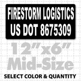 12" X 6" US DOT Number Truck Magnet Sign for Dept of transportation