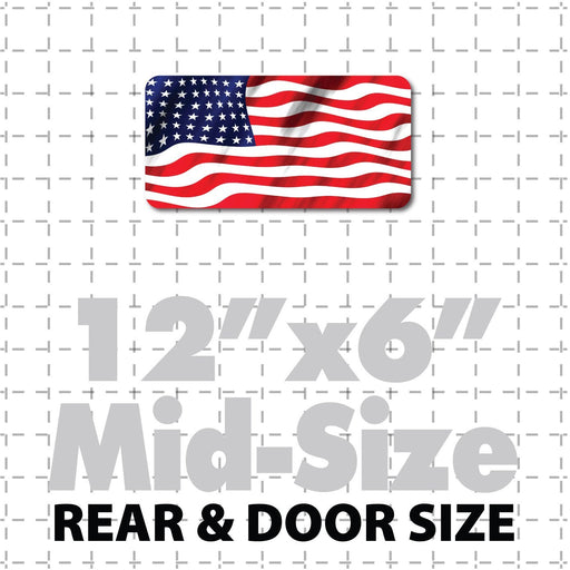 12x6" USA Flag Magnet or Sticker with waving flag image using patriotic US Flag