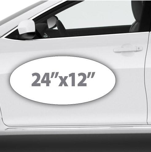 Oval Magnetic sign that is fully customizable using your lettering, colors, and logos for advertising your business on cars.