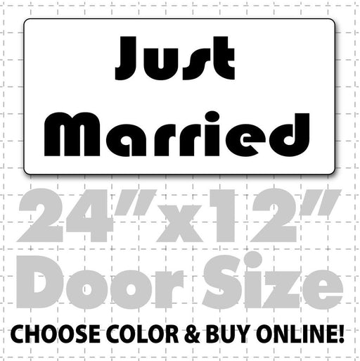 24" x 12" Just Married Car Sign (disco text) large magnet for bride and groom or newlywed limo, easy to remove wedding sign