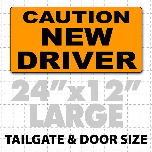 24x12" Caution New Driver Magnet sign black and orange with big lettering for parents or instructors teaching teens to drive