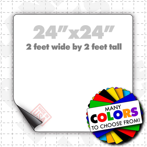 24x24" Magnetic Sign Blank shown in white, other colors available. Choose Blank magnetic sheet with rounded or square corners