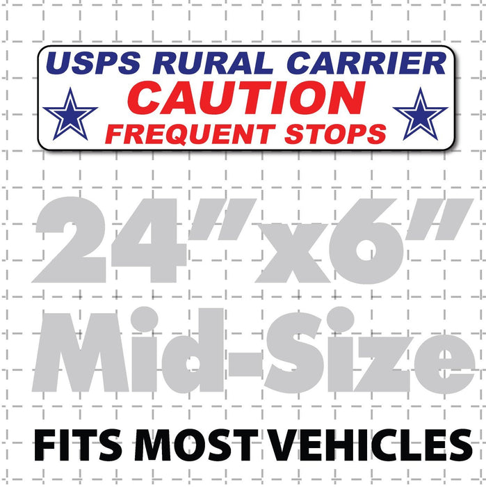 US Mail Magnetic Sign for Rural Carrier Caution Frequent Stops 24x6" Stars - Wholesale Magnetic Signs