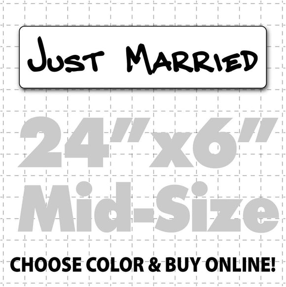 Just married magnet sign for back of car that bride and groom ride in.Car magnets for bridal party transportation at weddings