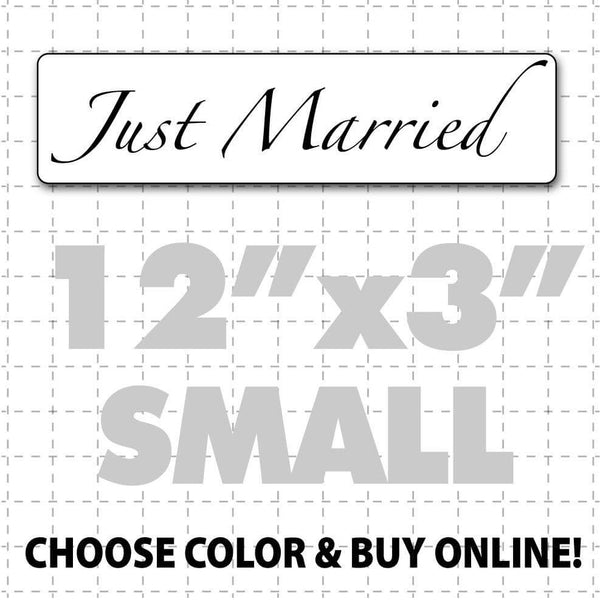 12" x 3" Just Married Car Sign (elegant text)