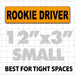 12" X 3" Rookie Driver Magnetic Car Sign for new drivers black and orange