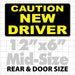 Yellow and black Caution New Driver Magnetic Car Sign 12x6"