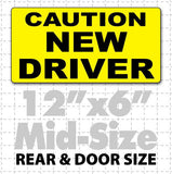 12x6" black & yellow Caution New Driver Magnetic Car Sign